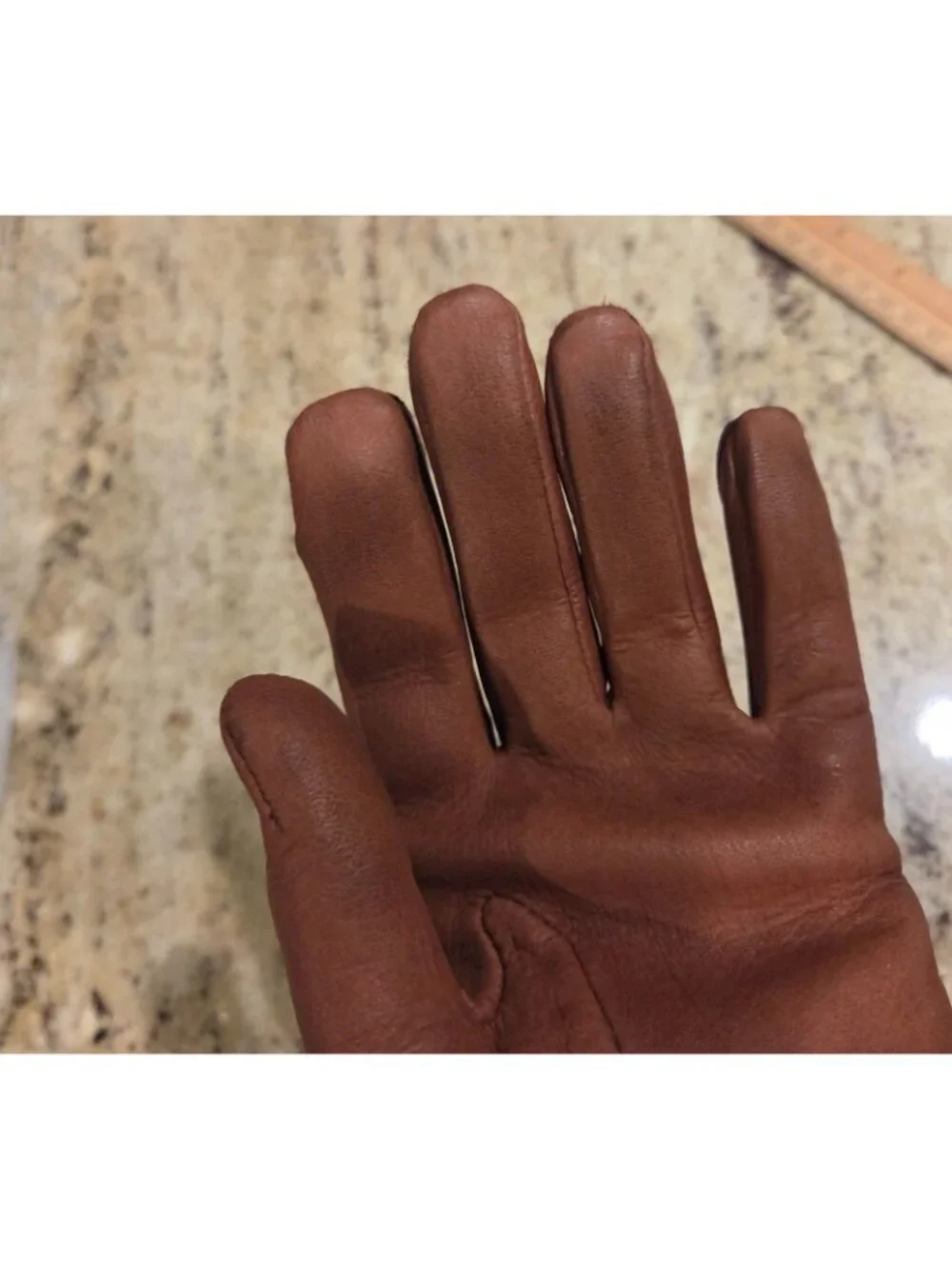 Vintage Womens Size M Brown Soft Leather Gloves Stitching Detail